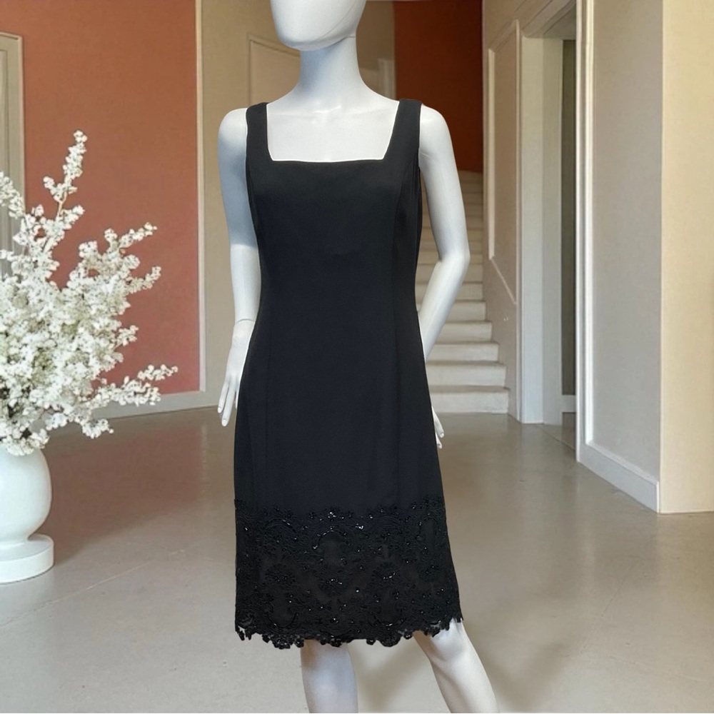 Cachet Womens Black Beaded Embellished Cocktail Dress Size 8 Evening Formal NWOT